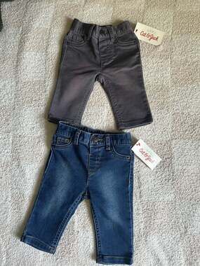 Cat & Jack Baby Boys' 2pk Pull-On Stretch Denim Jeans - NB & 0-3M